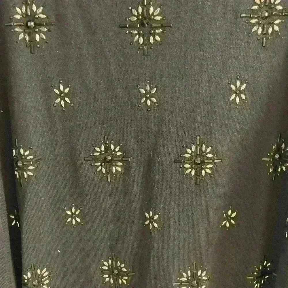 LANE Bryant black beaded 3/4 sleeves crewneck pullover‎ sweater. Sz 22/24